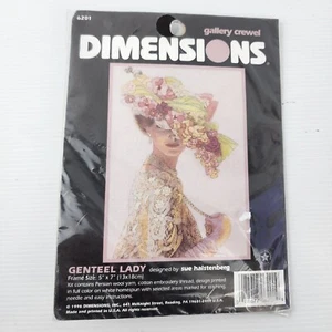 Dimensions Gallery Crewel 18cms X 13cms Genteel Lady Vintage 1996 (Small) - Picture 1 of 3