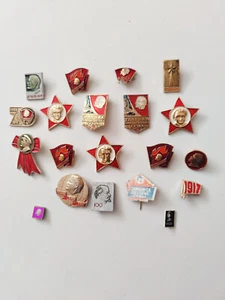 Vintage USSR Soviet Russian Propaganda Lenin Communism Komsomol Pin Badge Set 20 - Picture 1 of 7