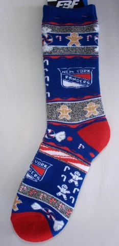 New York Rangers Men's Socks Medium Size 5 to 10 Holiday Christmas Ugly Sweater Cover