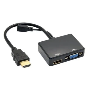 JSER HD-213 HDMI to VGA & HDMI Female Splitter with Audio Video Cable Converter... - Picture 1 of 9