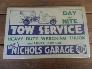 RARE & ORIGINAL 1920's NICHOL's TOW SERVICE HEAVY PAPER ON CARDBOARD.....LOOK - Picture 1 of 4