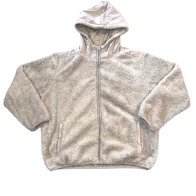 Chaqueta Sherpa Zyia Active Mujer Polar Atlética Cremallera Completa Gris Con Capucha Mediana Foto 1 de 4