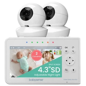 Baby Monitor con 2 Telecamere e Audio 4.3", Baby Monitor Non Wifi, Dual Split... - Foto 1 di 8
