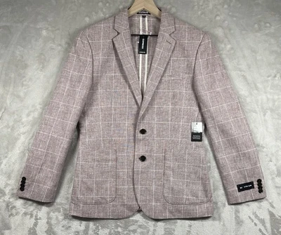 Express Linen Blend Sportcoat Blazer 2-Button Men’s 38S Extra Slim Plaid New - Image 1 of 4