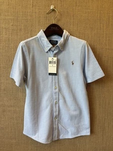 Polo Ralph Lauren Boys Blue Knit Oxford Button Up Shirt Size 7 - Picture 1 of 3