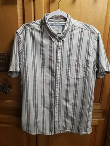 Free Planet White Button Up Shirt Men X-Large Red/Blue Striped Multicolor Pocket - Picture 1 of 17