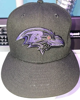 New Era Baltimore Ravens 59Fifty Hat Cap Fitted Black Purple 6 7/8 NFL Football - Image 1 of 4