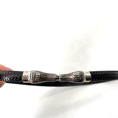 Chicos 连衣裙腰带 S/M 黑色真皮银色玛雅鳄鱼头钩 — 第 1/4 张图片