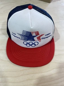 Cappello berretto camionista Olimpiadi 1984 snapback vintage anni 80 made in USA Los Angeles rosso blu - Foto 1 di 4
