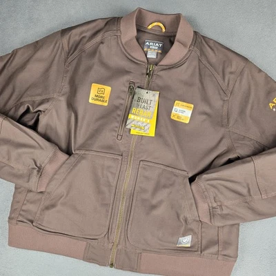 Ariat Rebar Duracanvas Bomber Jacket Womens XXL Peppercorn Sherpa Lined 10046382 - Image 1 of 4