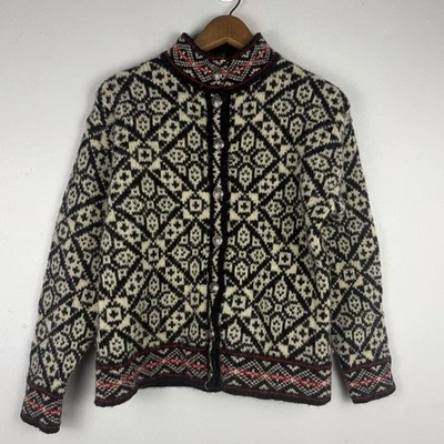 VTG LL Bean Cardigan Fair Isle Wool Nordic Small USA Classic Ski Preppy Holiday - Image 1 of 4