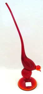 Figura de pájaro cola larga rubí Amerina vidrio vikingo MCM de 10 pulgadas - Imagen 1 de 8