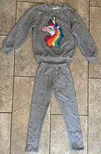 Lola und die Jungen passendes Sweat Set gefüttert Pailletten grau Mädchen Gr. 8 Einhorn - Bild 1 von 19
