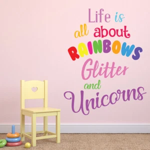 Rainbows & Glitter Unicorn Quote Wall Sticker WS-41403 - Picture 1 of 12