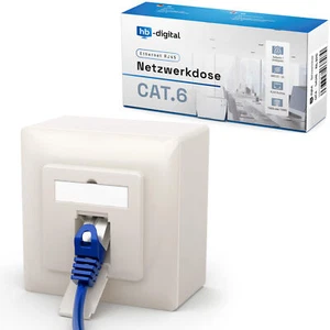 1x Netzwerkdose CAT 6 1x RJ45 Datendose Netzwerk Dose Aufputz Unterputz LAN DSL - Afbeelding 1 van 12
