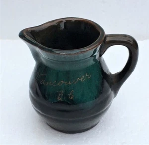 Canadian Studio Art Pottery Vancouver British Columbia Souvenir Jug Green Brown - Picture 1 of 8