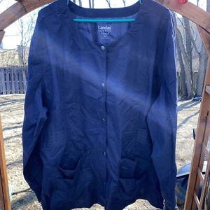 Landau Women's Size 3X Pre-Washed Soft Stretch 2-Pocket Warm-Up Blue. B101 - Picture 1 of 5