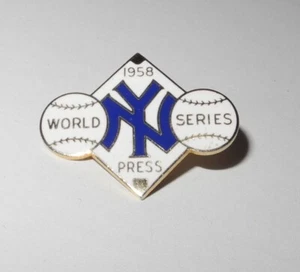 1958 Baseball New York Yankees World Series Media Press Pin Charm Button Pinback - Picture 1 of 2