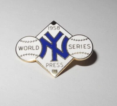 1958 Baseball New York Yankees World Series Media Press Pin Charm Button Pinback - Image 1 of 2