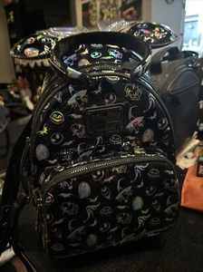 2021 Disney Parks Nightmare Before Christmas Loungefly Mini Backpack W/ Ears - Picture 1 of 6