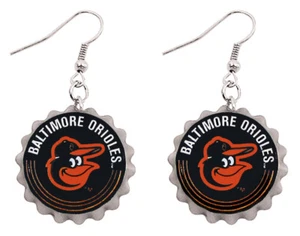Baltimore Orioles MLB PSG Bottle Cap Logo Dangle Earrings - Picture 1 of 1