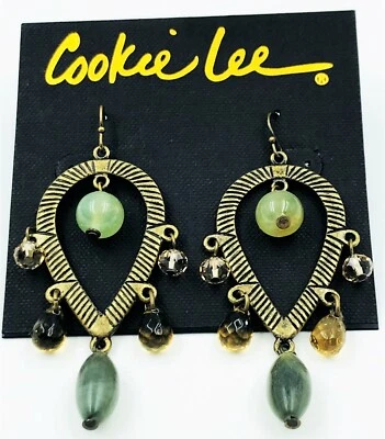 NUEVO EN $26 TARJETA GALLETA LEE PENDIENTES COLGANTES LATÓN ÉTNICO BOHO CRISTAL TRIBAL  Foto 1 de 3