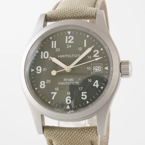 Hamilton Khaki Mechanical 000095 Manual Green Dial 38 mm Used - Picture 1 of 15