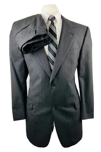HART SCHAFFNER MARX 1887 Mens 43R Black USA Wool 2 Piece Suit With Pants 34x29 - Picture 1 of 12