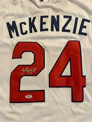 TRISTON McKENZIE Signed Autographed Auto Cleveland Guardians Jersey (PSA DNA) XL - Image 1 of 4