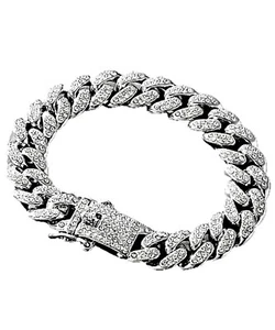 7 Inch Cuban Link Bracelet 18K White Gold Plated 14mm For Men And Women - Picture 1 of 5