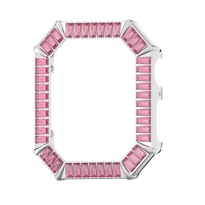 Swarovski Watch Case Pink Crystals Rhodium Plated Compatible w/ Apple Series 4/5 - Image 1 of 2