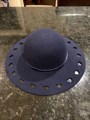 Gymboree Heart Cutout Brim Felt Hat Navy Blue Dressed Up Nwt - Image 1 of 4