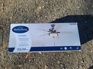 Harbor Breeze Shadwell 52" 5-Blade Indoor/Outdoor Matte Black Ceiling Fan LED - Picture 1 of 17