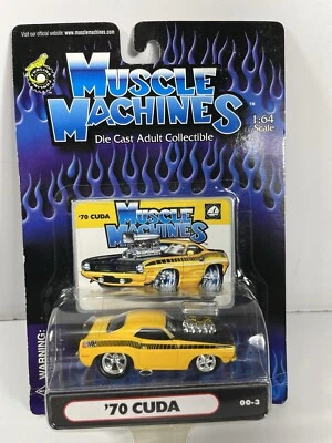 MUSCLE MACHINES '70 Plymouth CUDA 1:64 scale Lemon Twist Yellow AAR Die Cast - Image 1 of 4