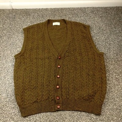 De Colección United Colors of Benetton Chaleco Suéter Tejido con Cable Lana Cárdigan Para Hombres Grande Foto 1 de 4