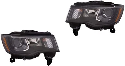 Halogen Headlights For 2017-2021 Jeep Grand Cherokee Black Left Right Pair Foto 1 de 4