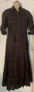 SIZE 12 NEXT Chocolate BROWN LINEN MIDI SKIRT /Top - Picture 1 of 15