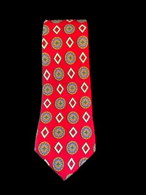 COUNTESS MARA made in USA Silk Tie Men's 56"L 4"W Red With Multi Pattern - Image 1 of 2