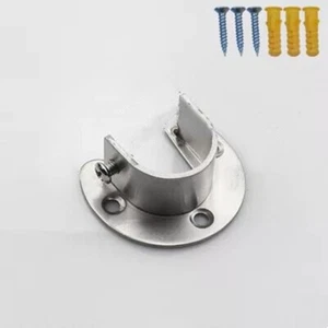 2X Closet Rod Bracket Shower Curtain Rod Pole End Supports Sockets Flange Holder - Picture 1 of 6