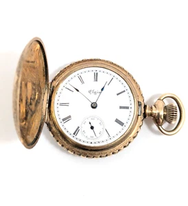 Antiguo Reloj Bolsillo ELGIN Oro 14K Damas Estuche Cazador Talla 0 - Imagen 1 de 7