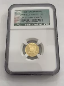 1994 Isle of Man Proof Tenth Noble, 1/10 Fine Gold, Graded NGC PF69 Ultra Cameo - Picture 1 of 2