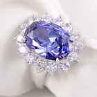 Blue Tanzanite Ring 7CT Oval Engagement Promise Ring Mother's Day Gift for Her