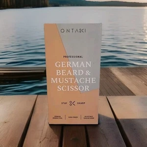 Scissors New!! ONTAKI German Steel Beard Moustache Scissor with Comb Pouch Black - Picture 1 of 13