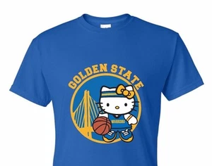 NUEVA CAMISETA HELLO KITTY Golden State, campeón de los guerreros, cuello en V, cuello redondo, camiseta sin mangas - Imagen 1 de 8