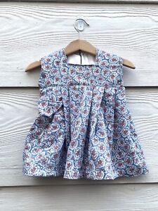Vintage Handmade Blue Floral Baby Top Dress Approx Age 1 Retro Heirloom