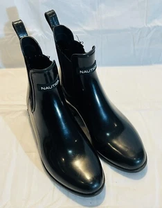 Nautica Cliff Port Ankle Rain Boots Womens 6 Black Lurex Waterproof Casual Mint - Picture 1 of 4