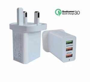3Port 30W Fast Qualcomm QC 3.0 USB Wall Charger Adapter for Samsung Galaxy A5 A6 - Picture 1 of 7