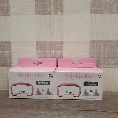 Kit de conversión de biberón a sorbo Thinkbaby 9-24 meses rosa sin BPA paquete de 2 nuevos ✅ Foto 1 de 2
