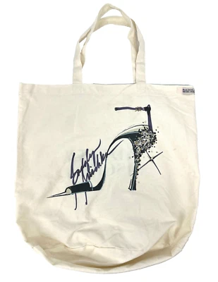 Bolso de Mano Badgley Mischka Lona Tacón Alto Gráfico Blanco Crema Moda 18x16 Foto 1 de 4