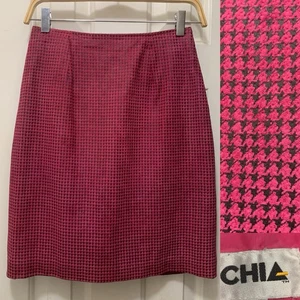 Falda De Colección CHIA Rosa Negra Pata de Gallo Gamuza Cuero Talla 8 Forrada Mod Retro - Imagen 1 de 10